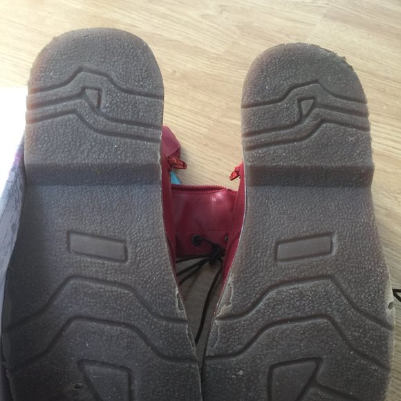 Vintage hand-crafted red+aqua leather desert boots - Picture 8 of 10